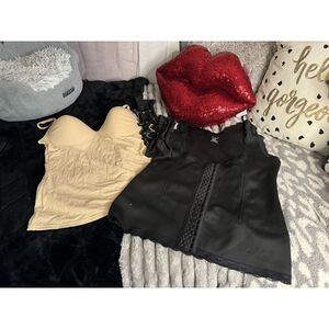 Bra/shapewear lot + buckle gloves corset like tummy shaper & cami/tank